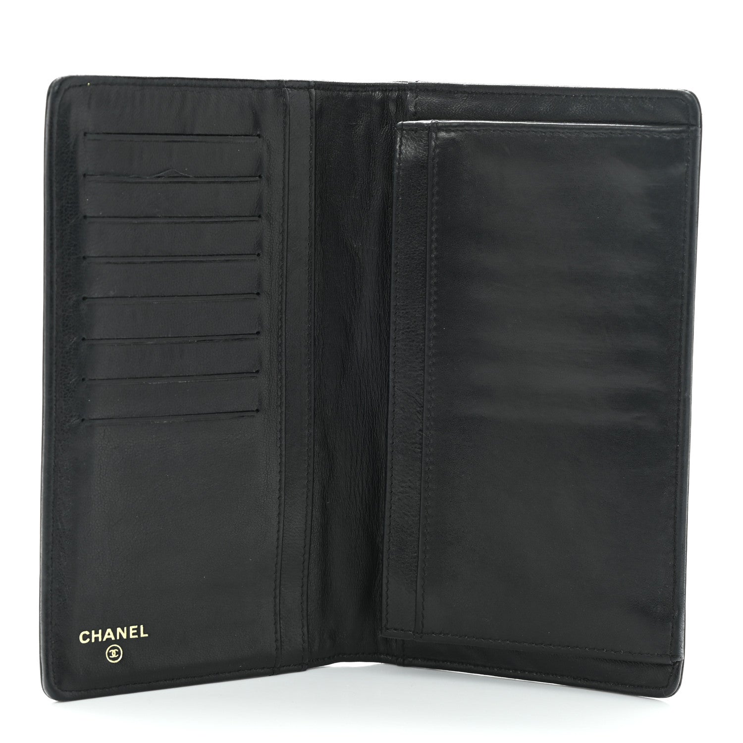 Chanel Lambskin Camellia Embossed Yen Wallet Black 6 of 11