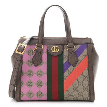 Gucci GG Supreme Monogram Equestrian Web Small Ophidia Tote Bag Beige Multicolor New Acero 1 of 10