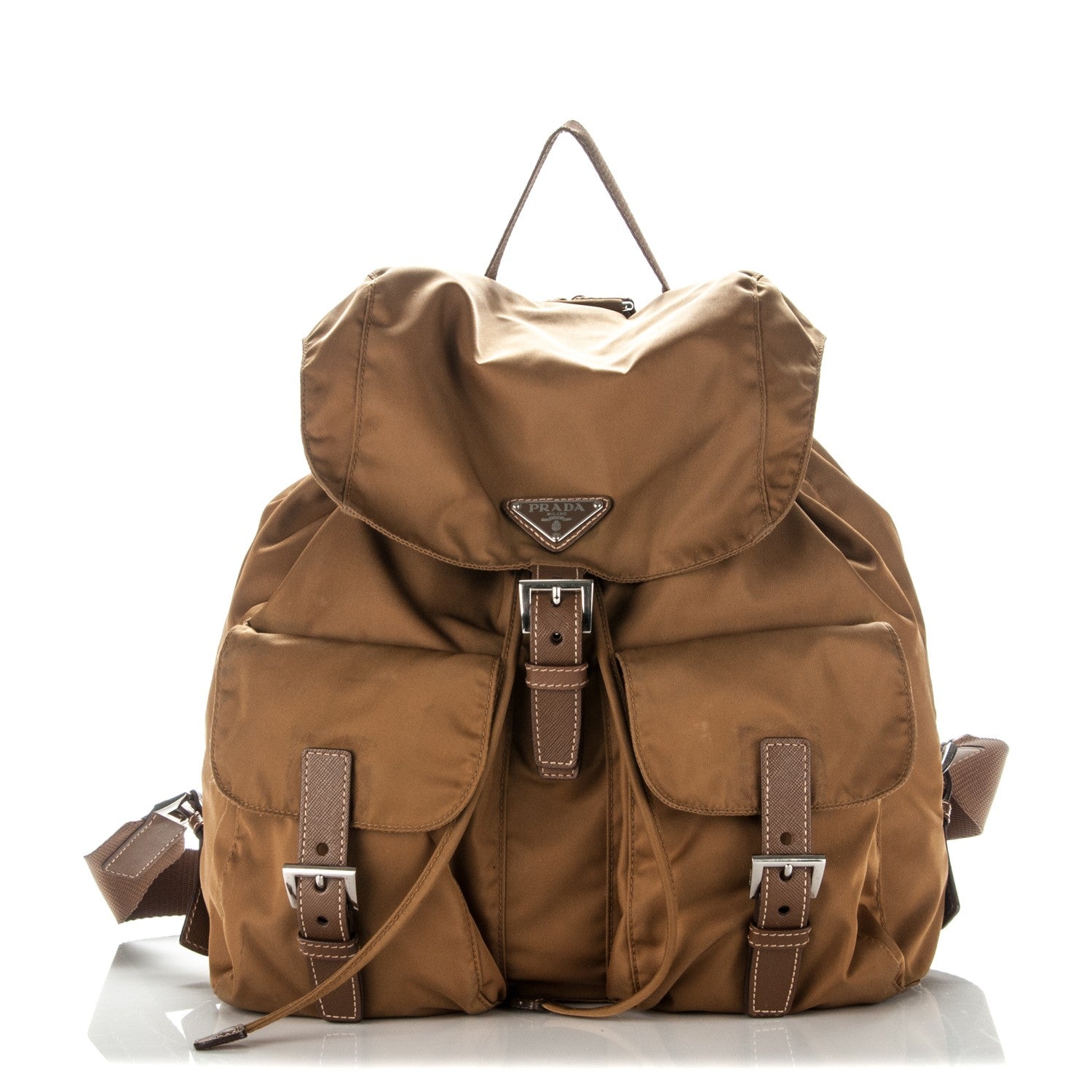 Prada Vela Nylon Saffiano Backpack Tobacco 1 of 7