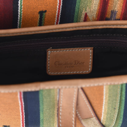 Christian Dior Canvas Stripe Saddle Bag Multicolor 8 of 12