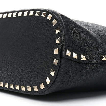 Valentino Garavani Grained Calfskin Small Rockstud Tote Black 9 of 10