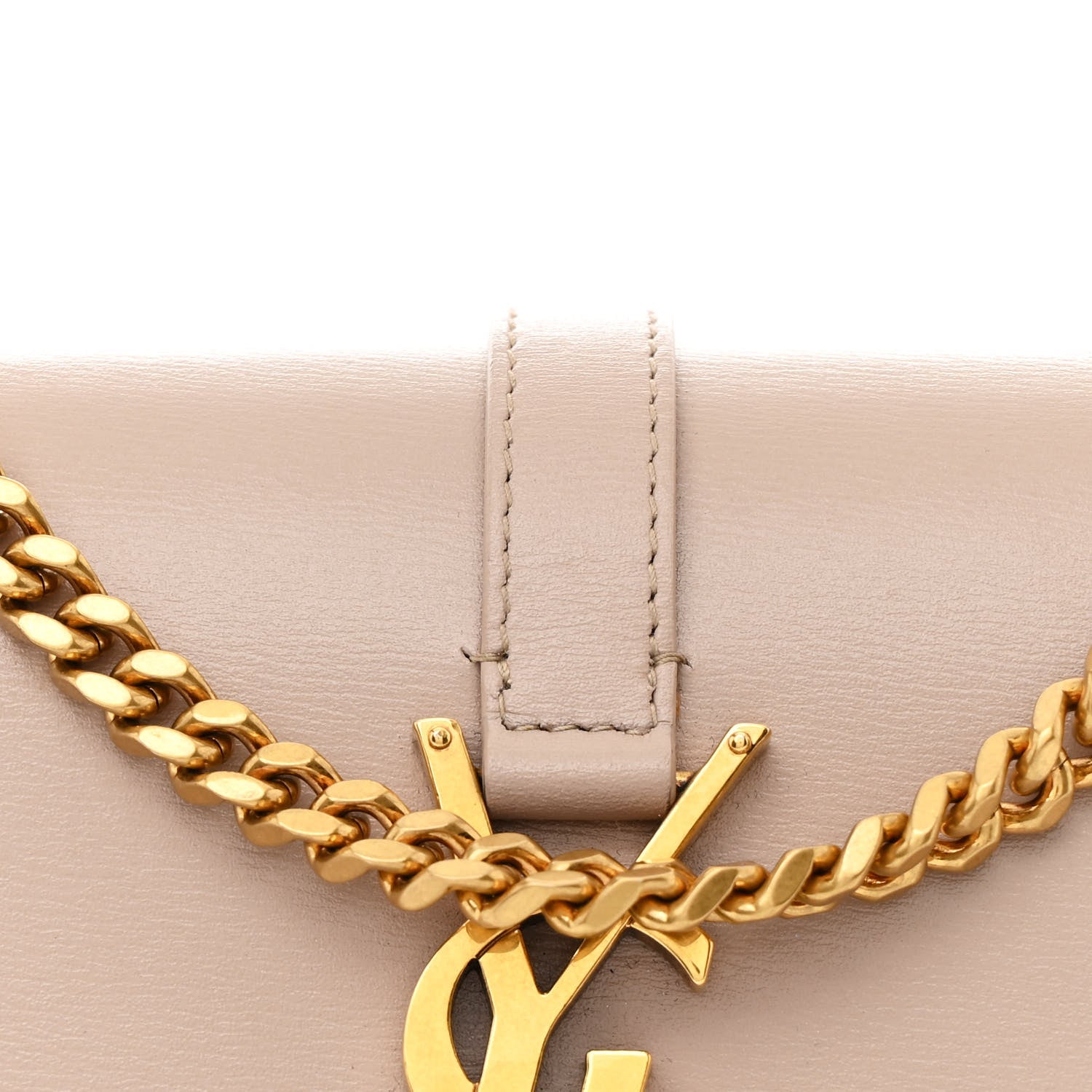 Saint Laurent Smooth Calfskin Sulpice Monogram Chain Wallet Light Natural 9 of 15
