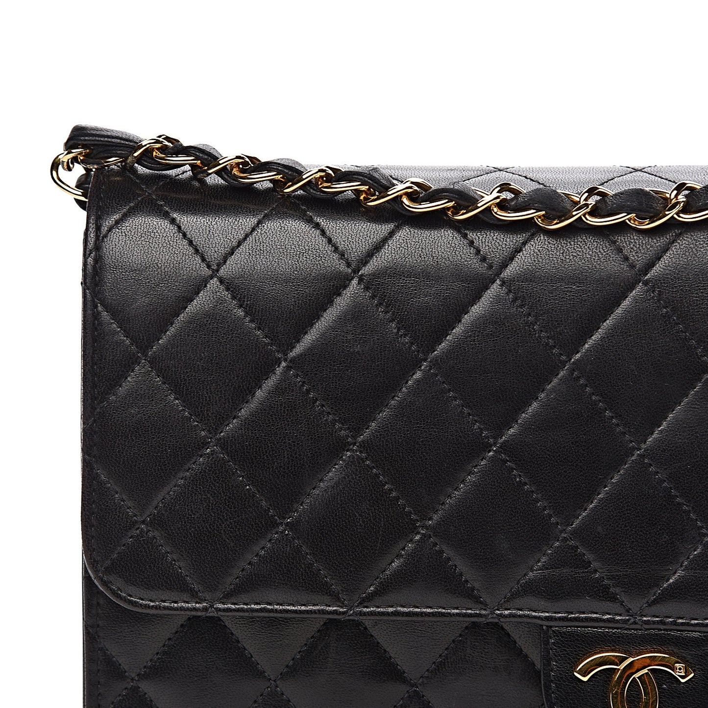 Lambskin Quilted Medium Single Flap Black
