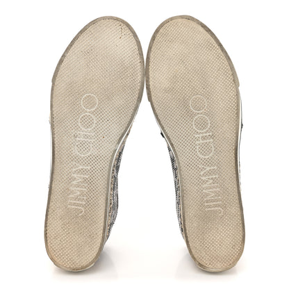 Jimmy Choo Calfskin Perforated Espadrilles Sneakers 37.5 Silver 5 of 10