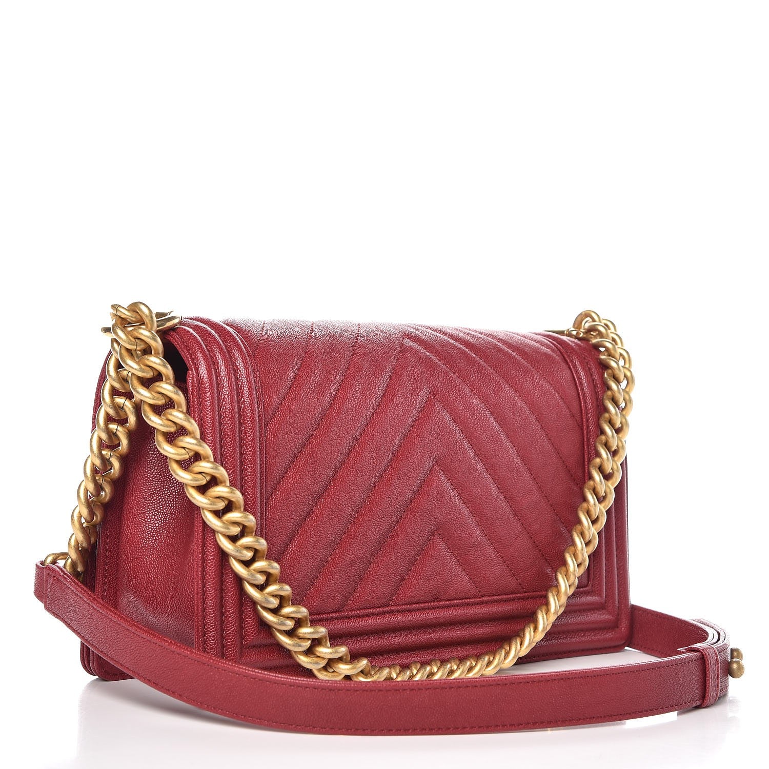 Chanel Caviar Chevron Quilted Medium Boy Flap Dark Pink 3 of 8