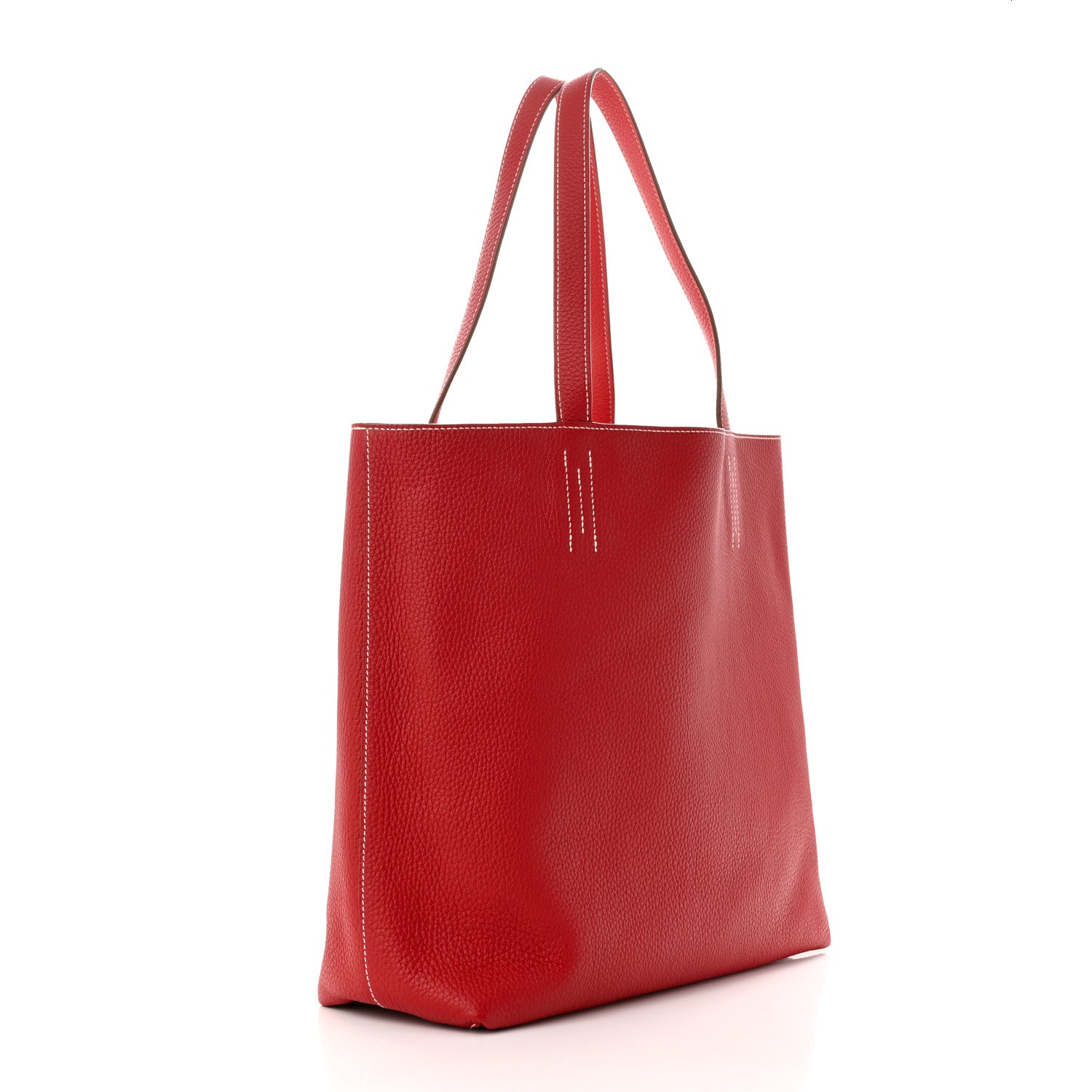 Hermes Taurillon Clemence Double Sens 45 Reversible Tote Rouge Casaque Rose Jaipur 4 of 19