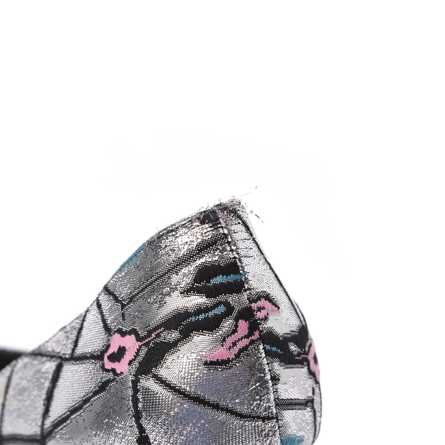 Christian Dior Lurex Embroidered Floral Pointed Toe Pumps 38 Silver Multicolor 8 of 10