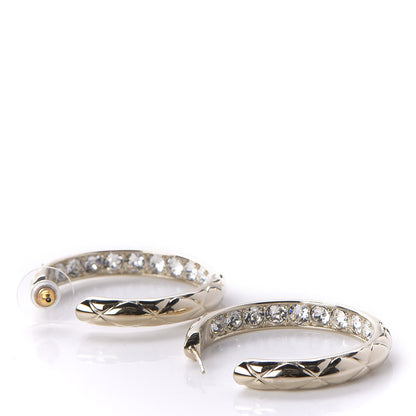 Chanel Crystal Quilted CC Hoop Earrings Gold 3 of 6