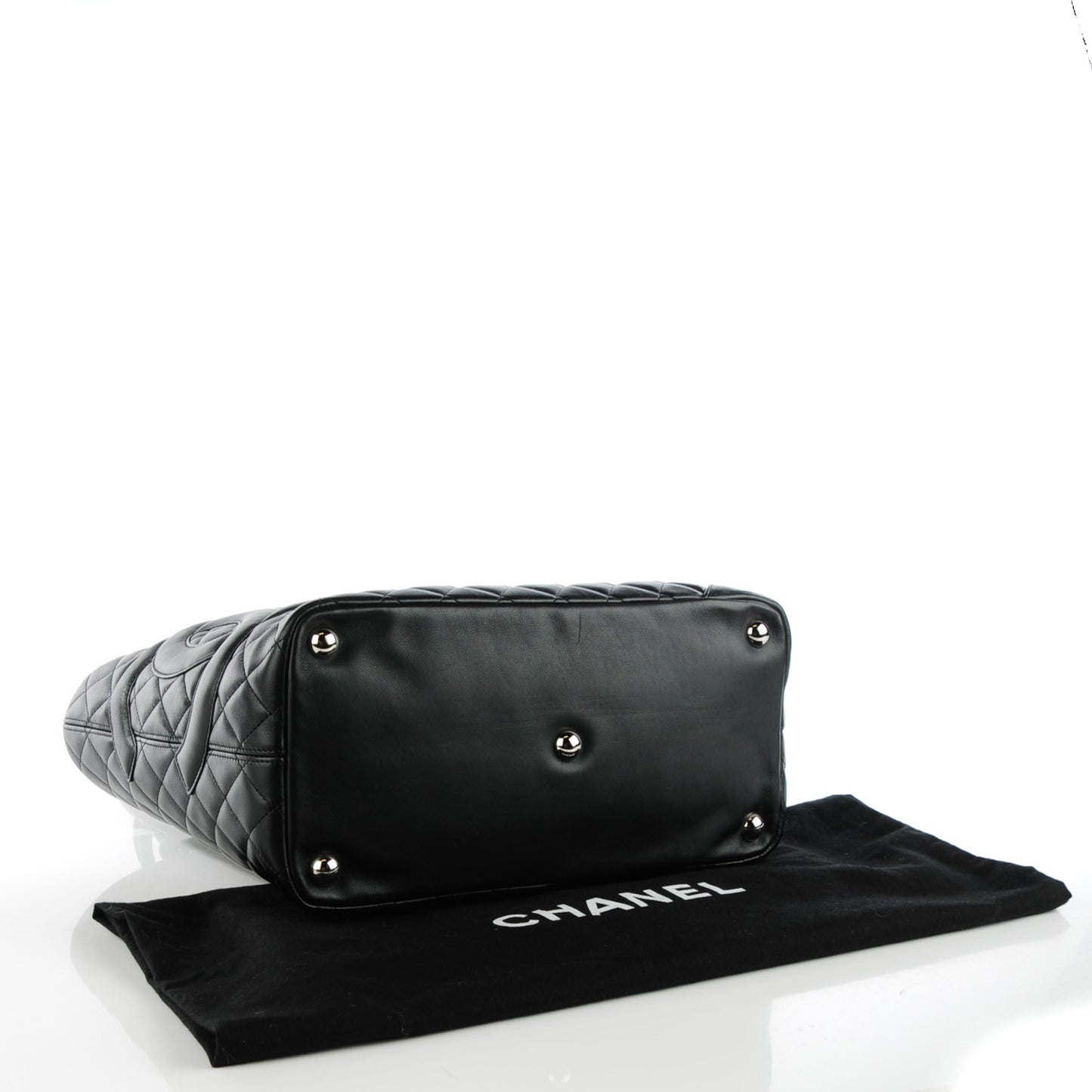 Calfskin Quilted Large Cambon Tote Black