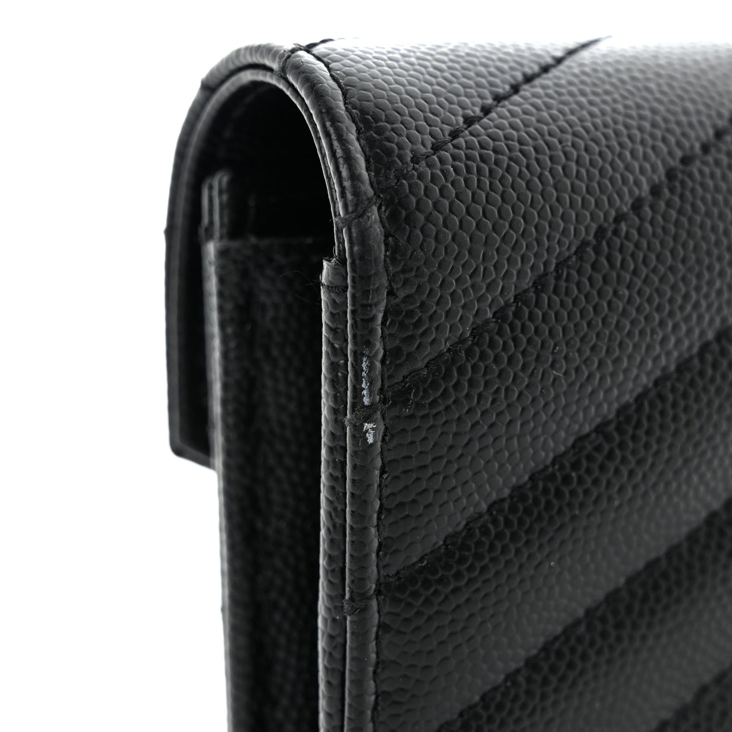 Grain De Poudre Matelasse Chevron Monogram Flap Wallet Black