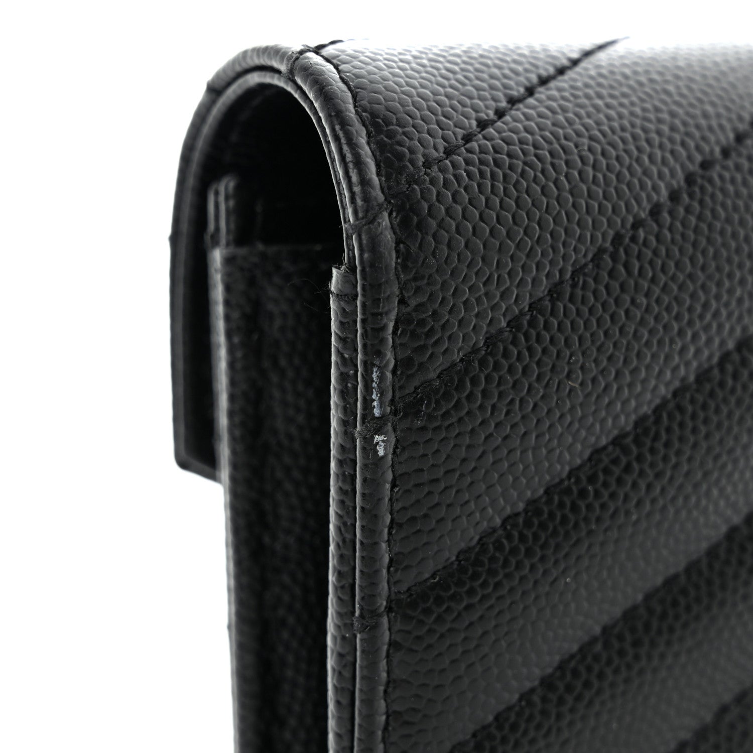 Saint Laurent Grain De Poudre Matelasse Chevron Monogram Flap Wallet Black 12 of 12