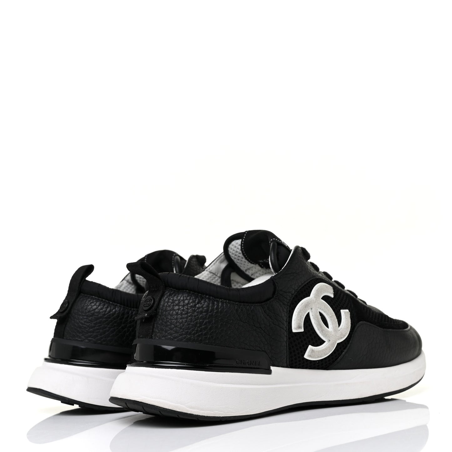 Calfskin Mesh Suede Mens CC Sneakers 43 Black White