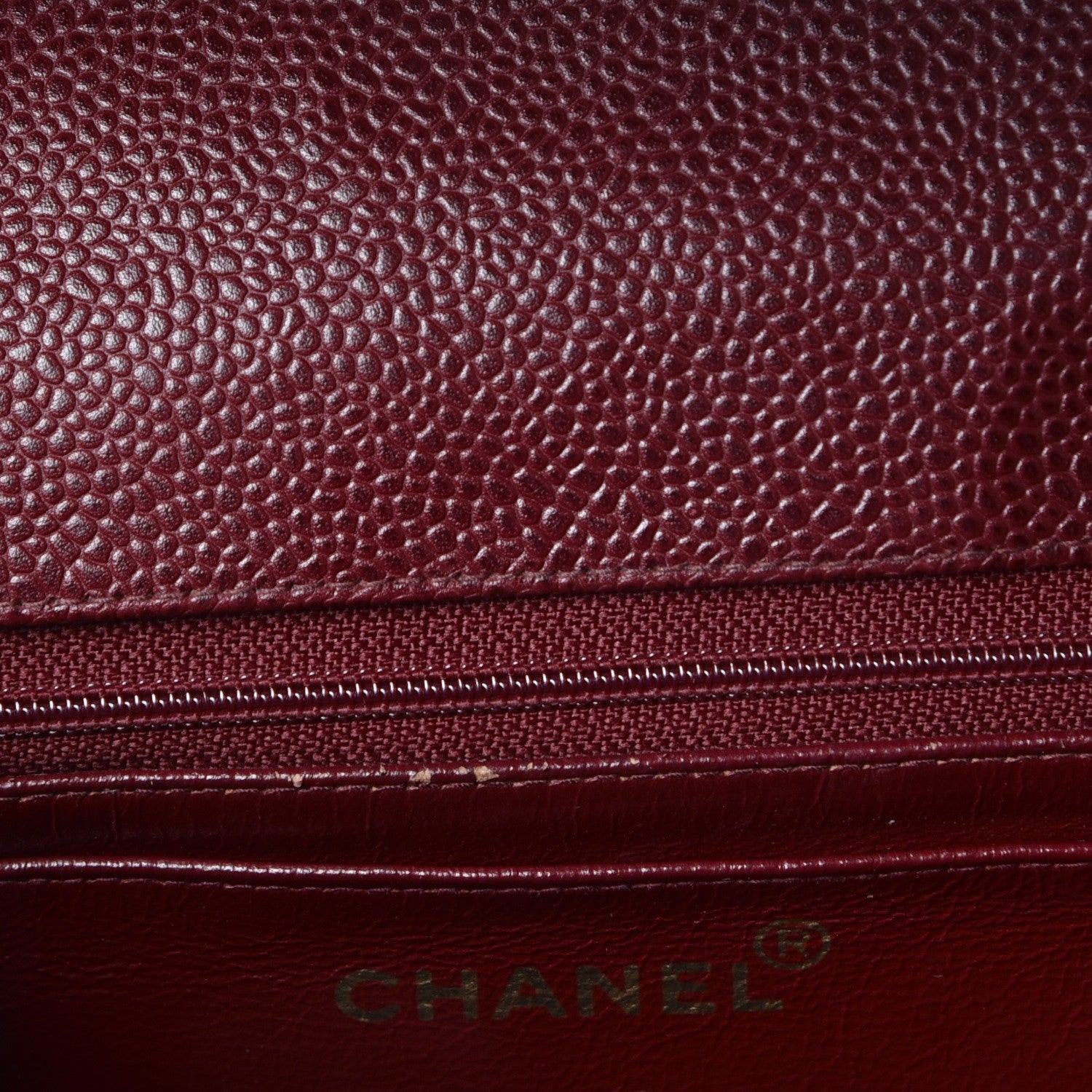 Chanel Caviar Vertical Quilt Jumbo Flap Dark Red 16 of 21