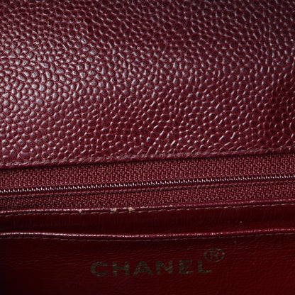Chanel Caviar Vertical Quilt Jumbo Flap Dark Red 16 of 21