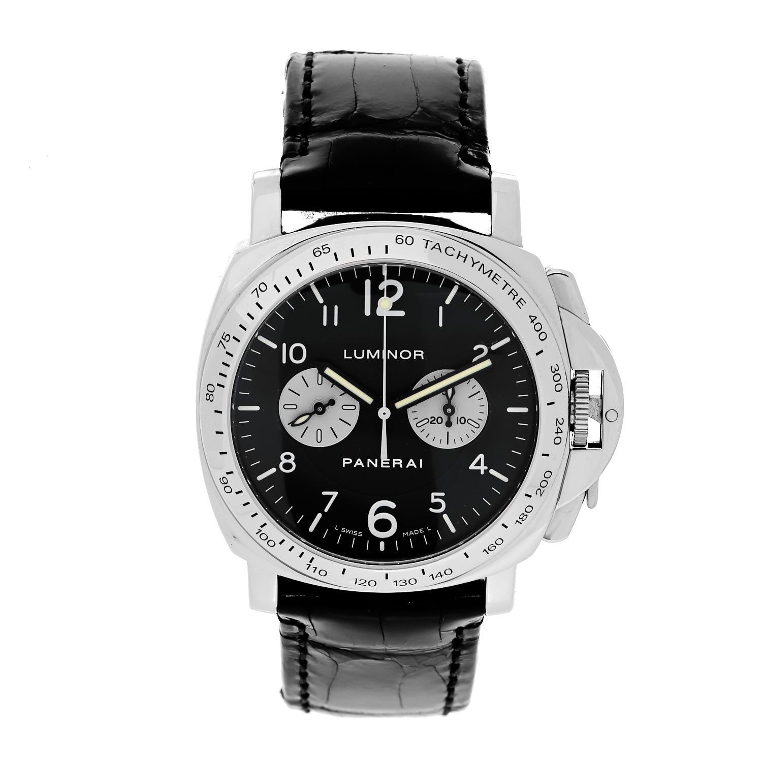 Panerai 18K White Gold Alligator 40mm Luminor Automatic Watch Black PAM00189 1 of 5