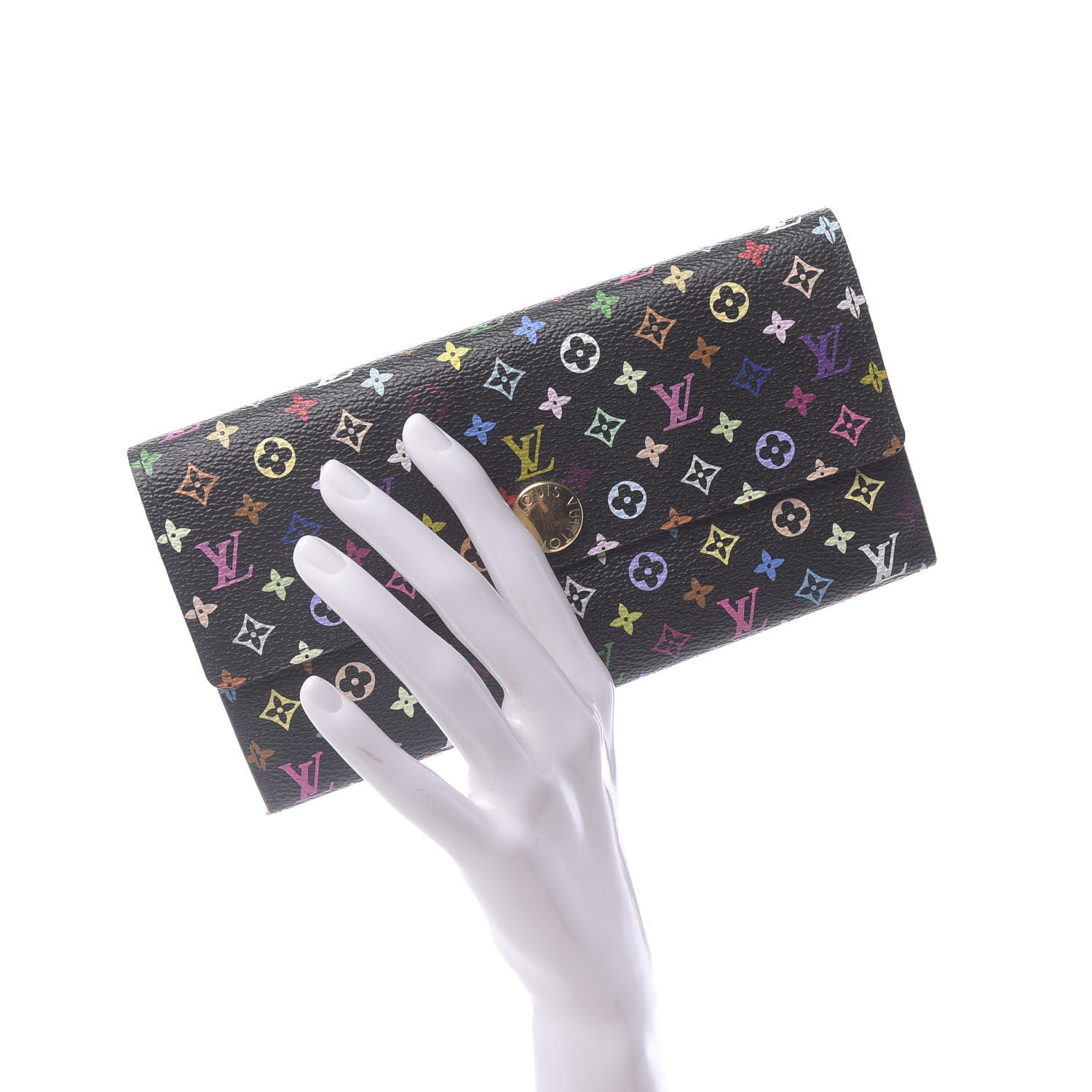 Louis Vuitton Monogram Multicolor Sarah Wallet Black Violet 2 of 7