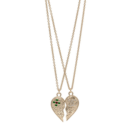 Chanel Crystal Gripoix Clover Heart CC Friendship Necklace Set Gold Multicolor 1 of 7