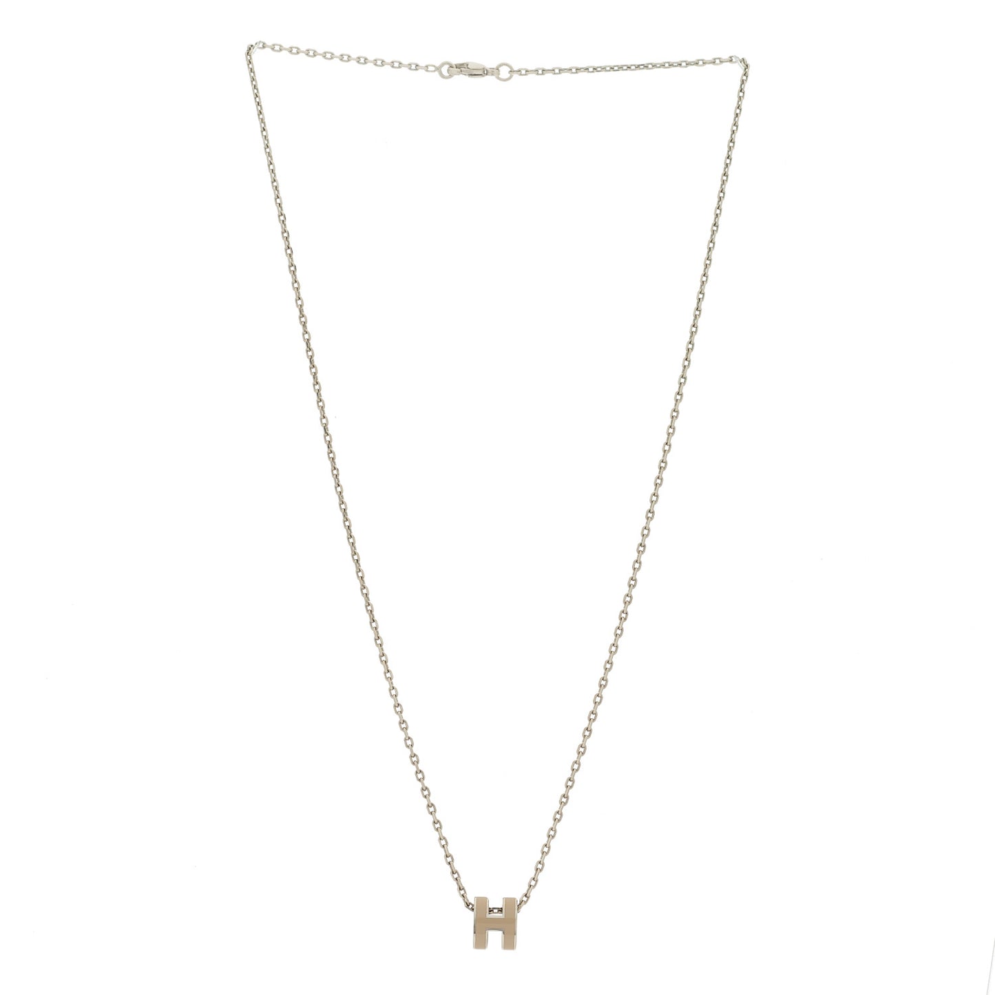 Palladium Mini Pop H Pendant Necklace Marron Glace