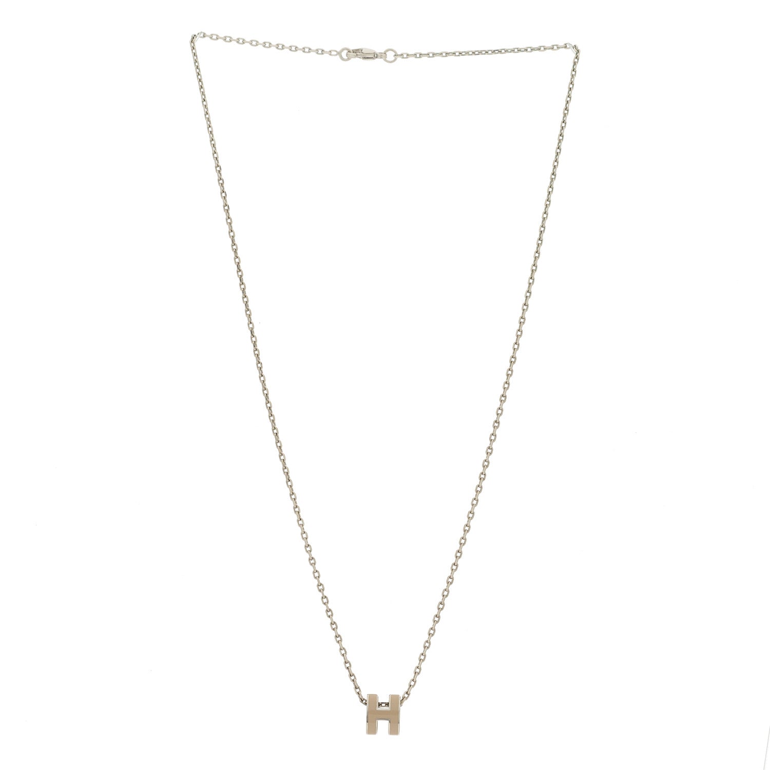 Hermes Palladium Mini Pop H Pendant Necklace Marron Glace 3 of 6