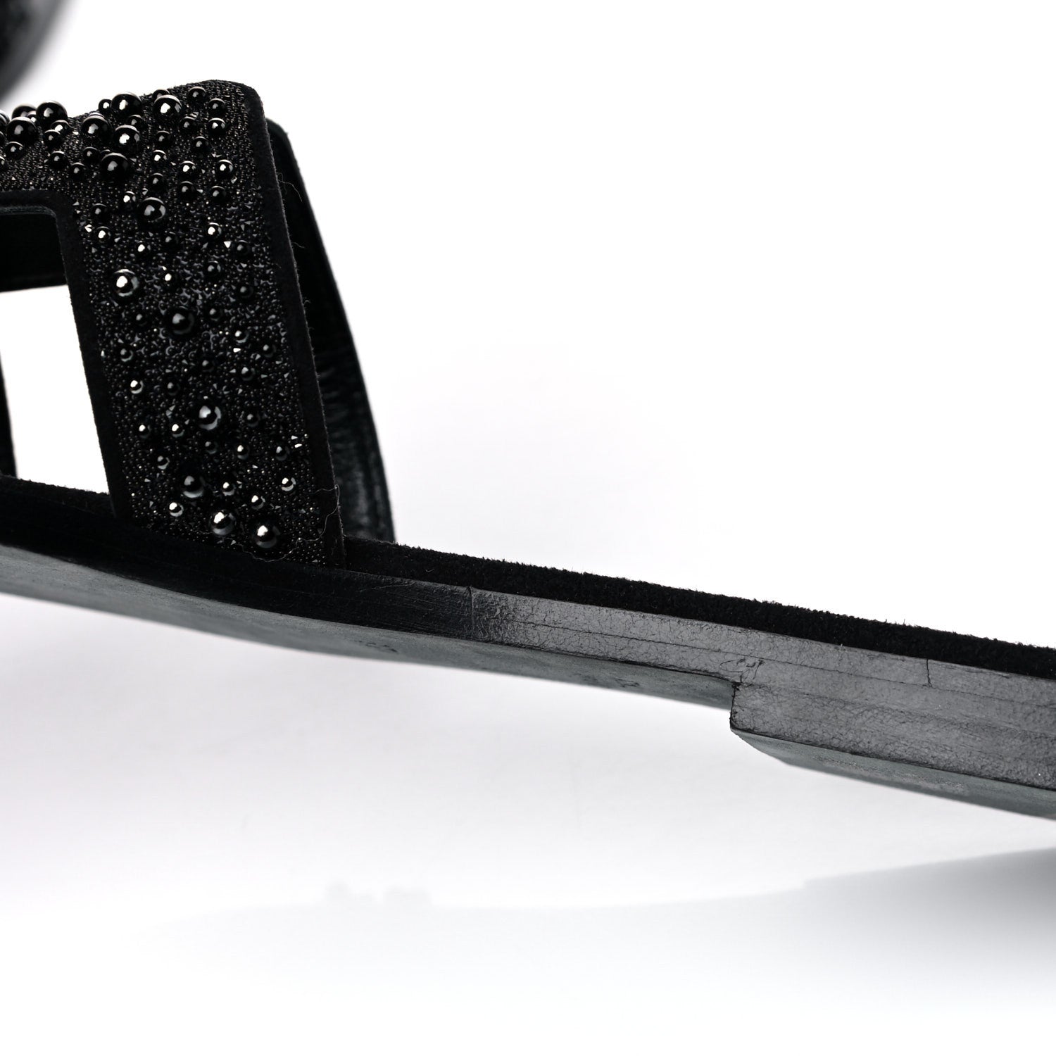 Hermes Goatskin Crystal Oran Sandals 37 Black 8 of 10