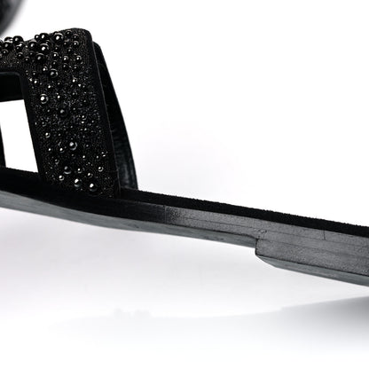 Hermes Goatskin Crystal Oran Sandals 37 Black 8 of 10
