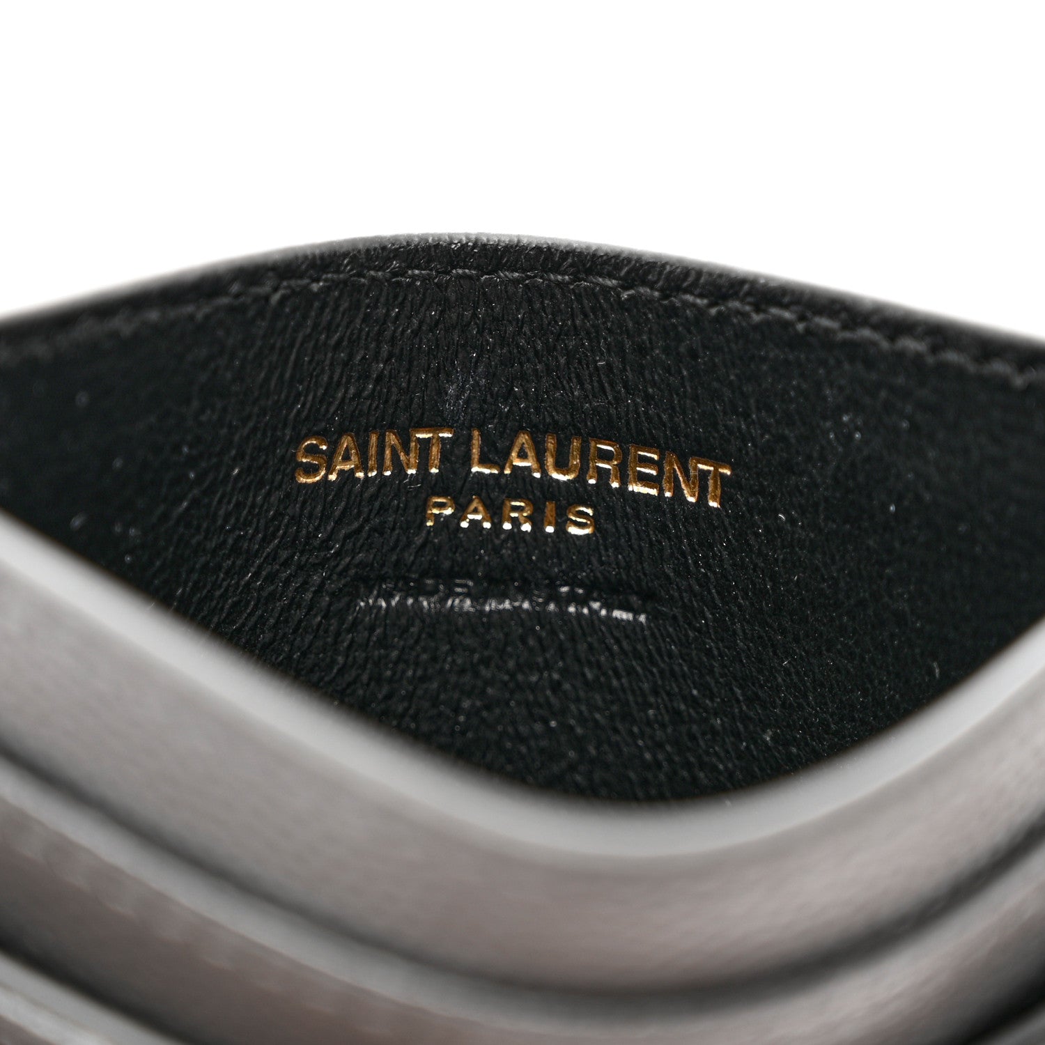 Saint Laurent Grain De Poudre Matelasse Chevron Monogram Credit Card Case Fog 4 of 7