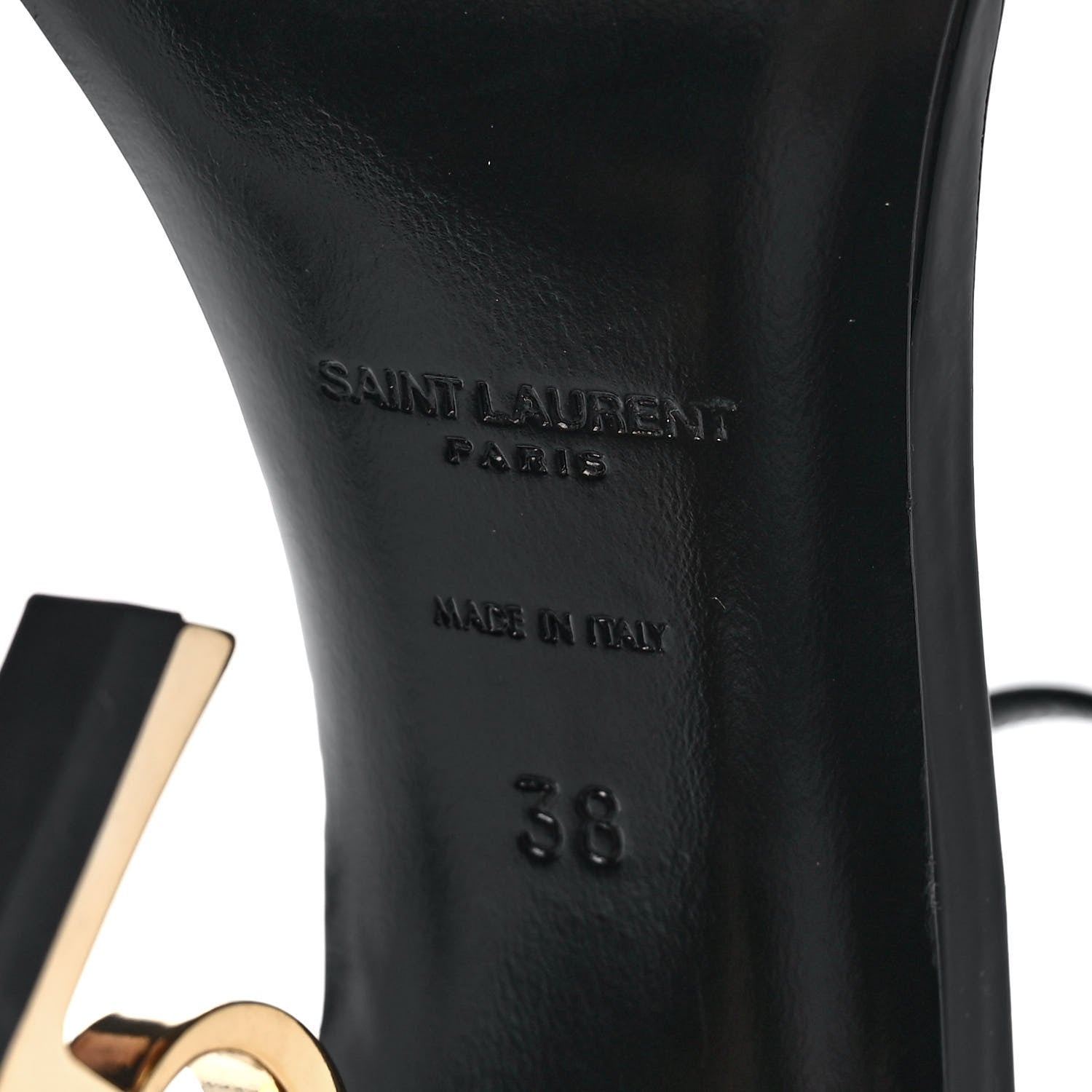 Saint Laurent Patent Calfskin Opyum Sandals 38 Black 6 of 8