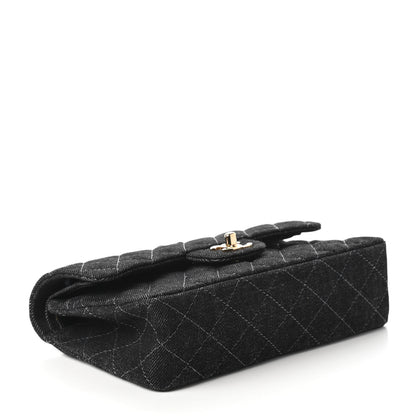 Chanel Denim Quilted Small Double Flap Black 4 of 10