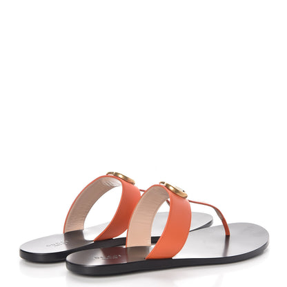 Gucci Calfskin GG Marmont Thong Sandals 40 Deep Orange 4 of 8