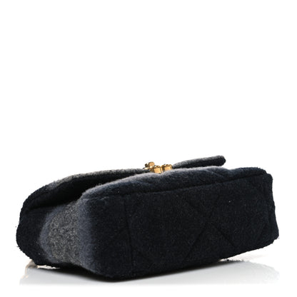 Chanel Wool Quilted Medium Chanel 19 Flap Black Grey 4 of 11