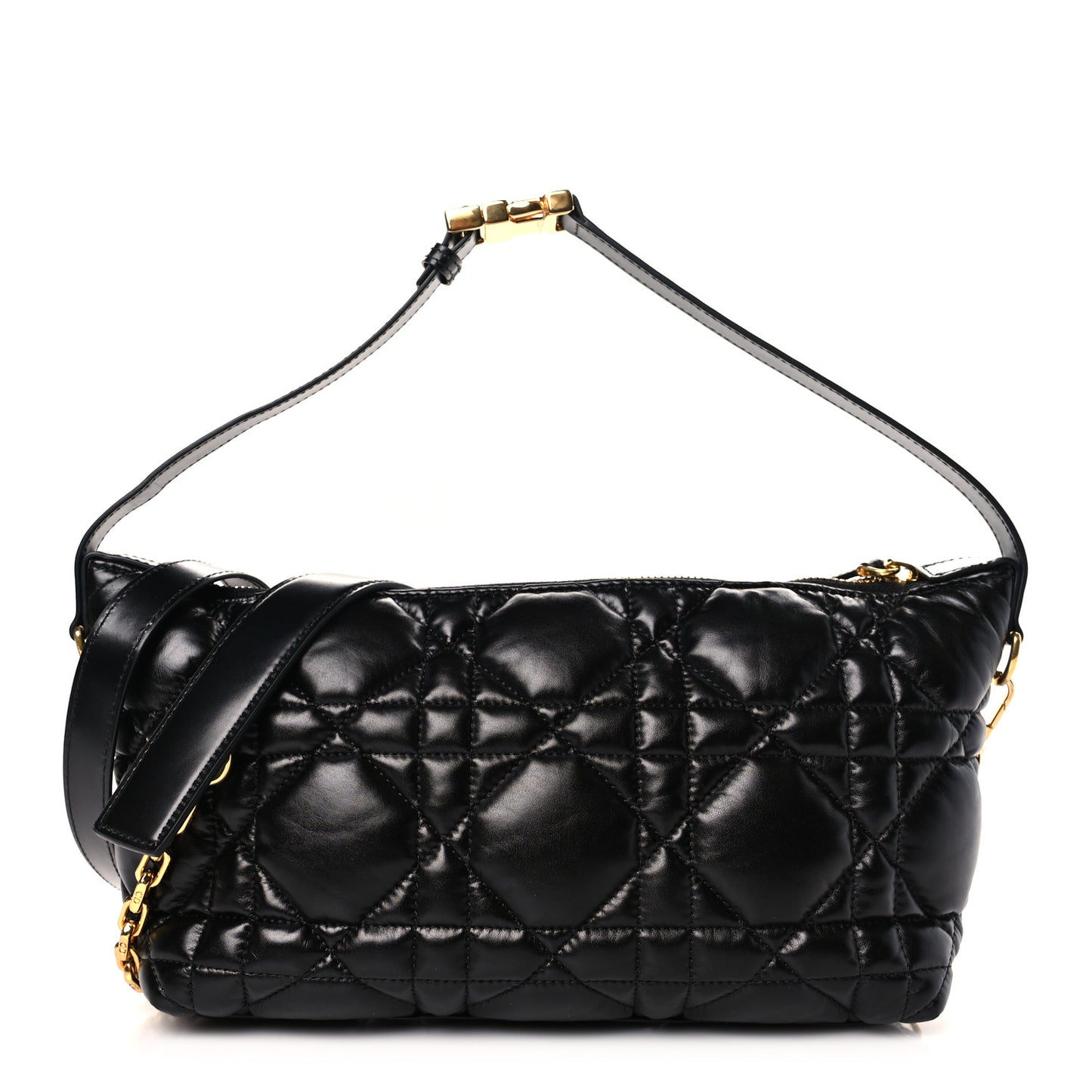 Calfskin Macrocannage Medium Diortravel Nomad Pouch Black