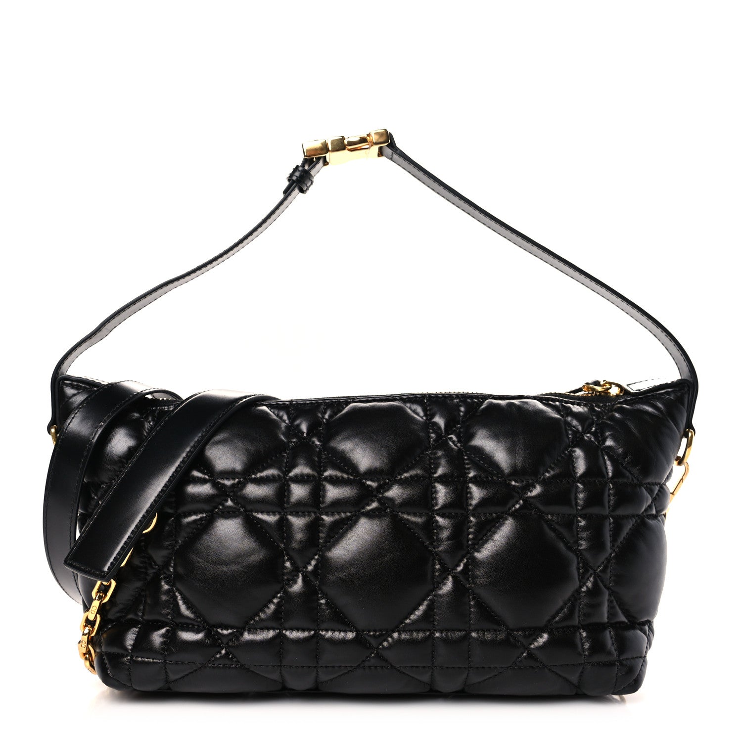 Christian Dior Calfskin Macrocannage Medium Diortravel Nomad Pouch Black 1 of 7
