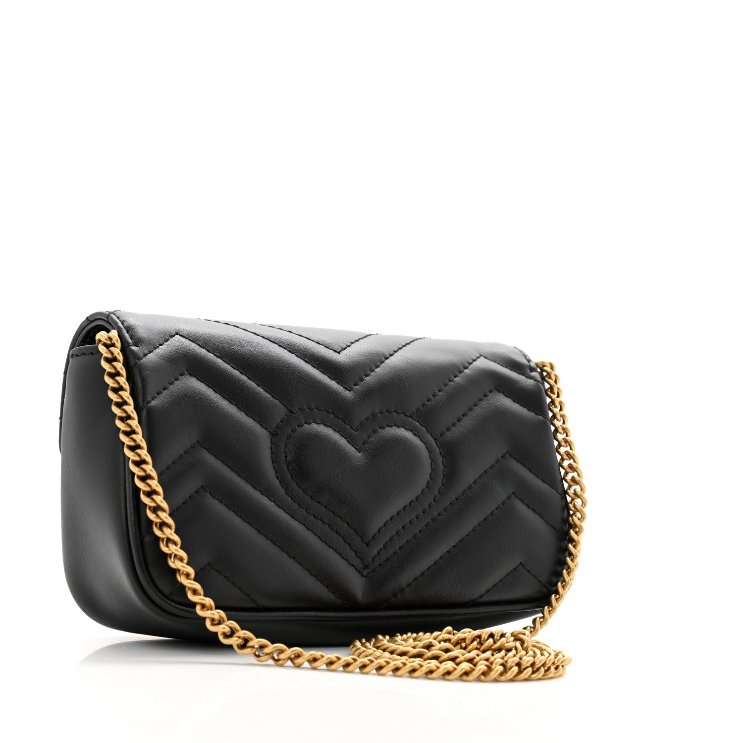 Gucci Calfskin Matelasse Super Mini GG Marmont Shoulder Bag Black 3 of 12