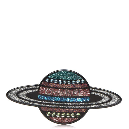 Chanel Glittered Resin Strass Planet Brooch Silver Blue Pink 1 of 5