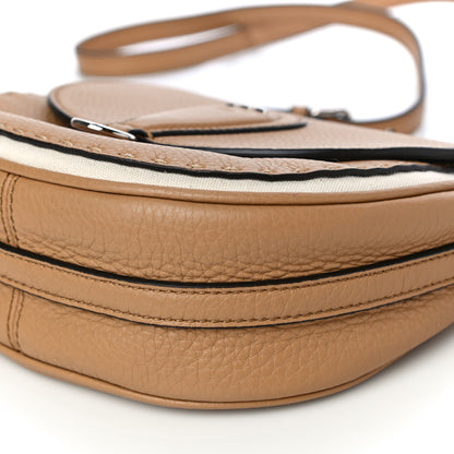 Fendi Calfskin Romano Selleria Round Saddle Bag Miele Scuro Grezzo 8 of 9