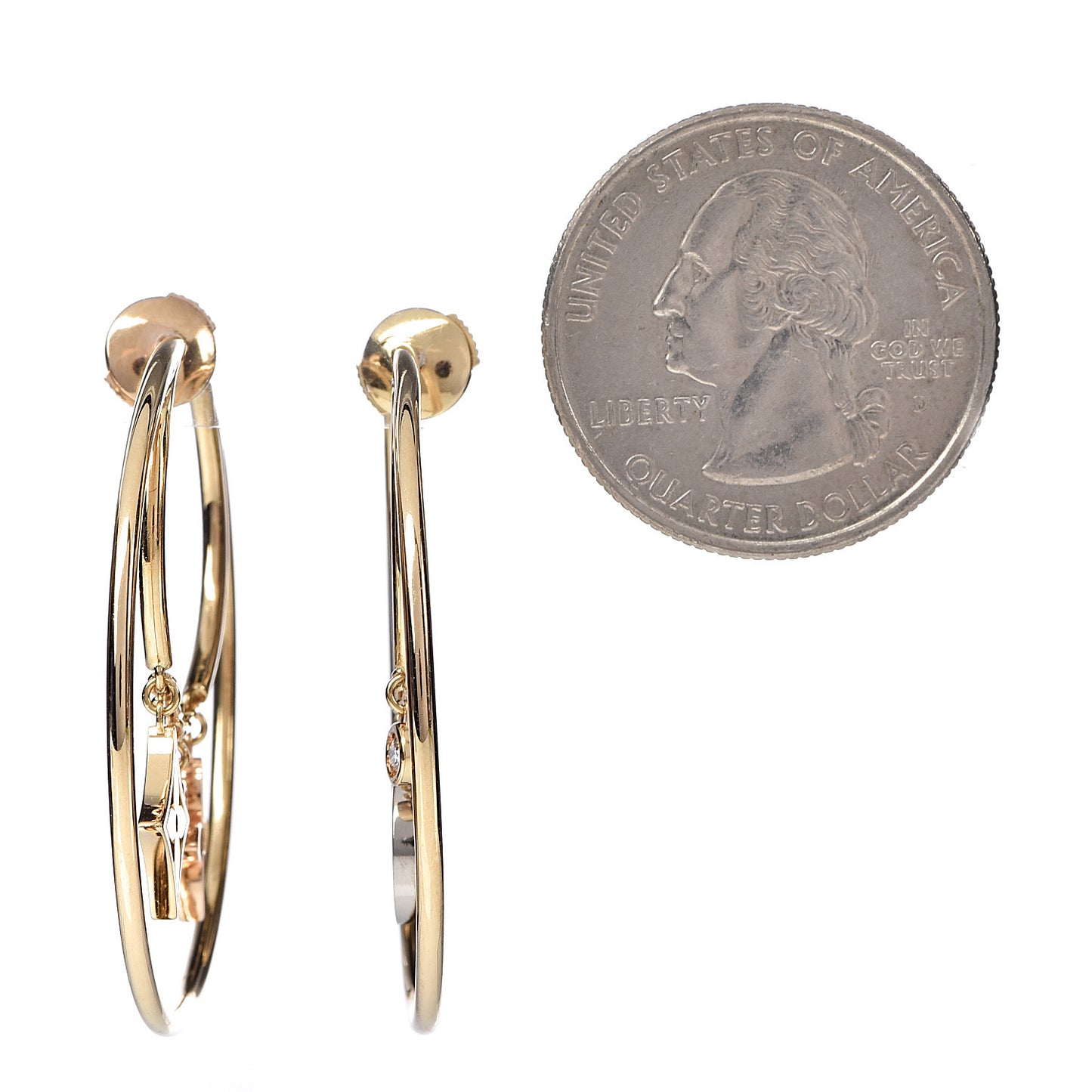 18K Yellow White Pink Gold Diamond Idylle Blossom Pampilles Hoop Earrings