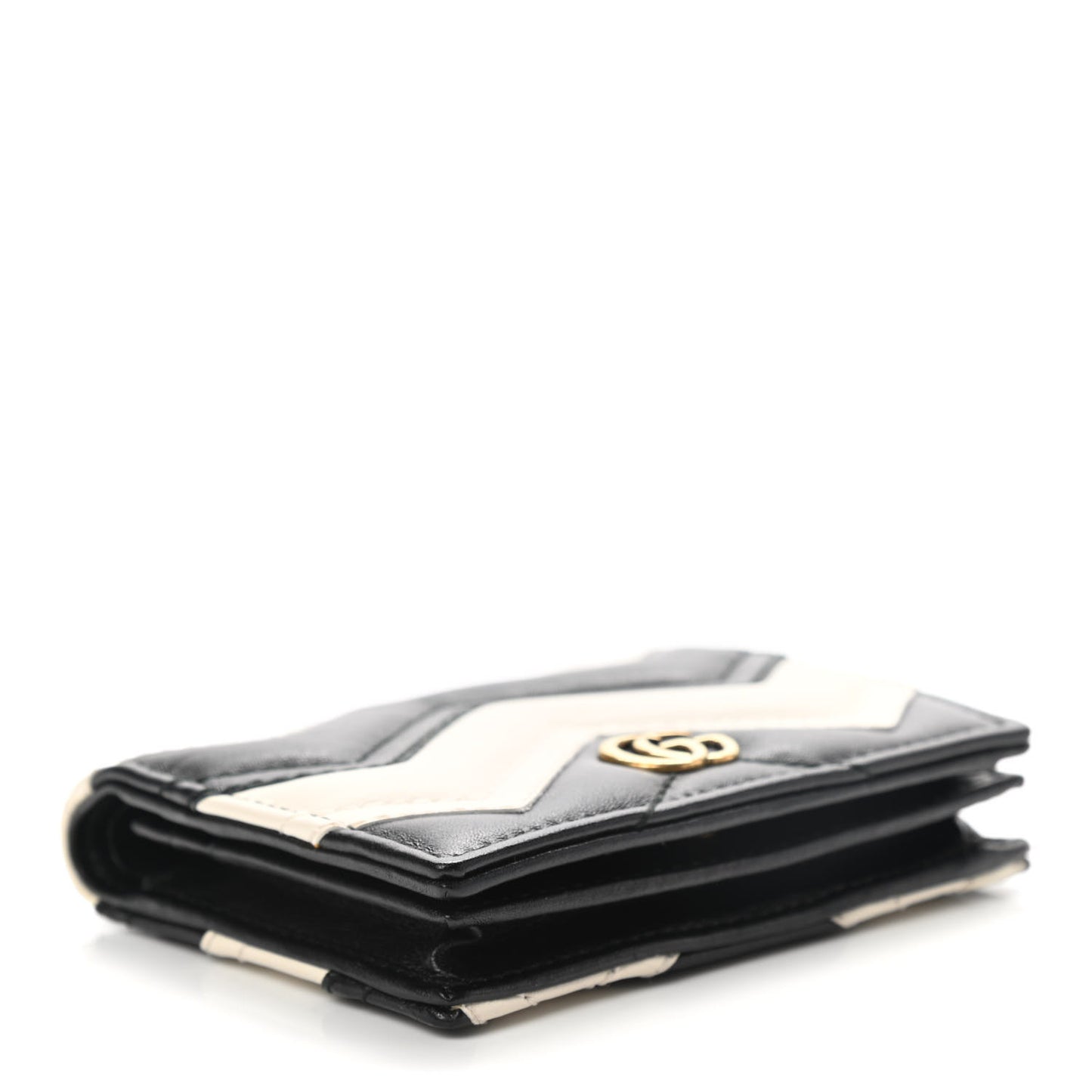 Calfskin Matelasse GG Marmont Card Case Black White