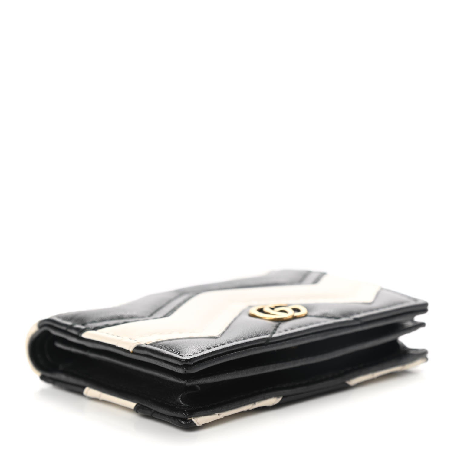 Gucci Calfskin Matelasse GG Marmont Card Case Black White 4 of 7
