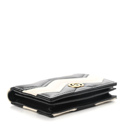 Gucci Calfskin Matelasse GG Marmont Card Case Black White 4 of 7