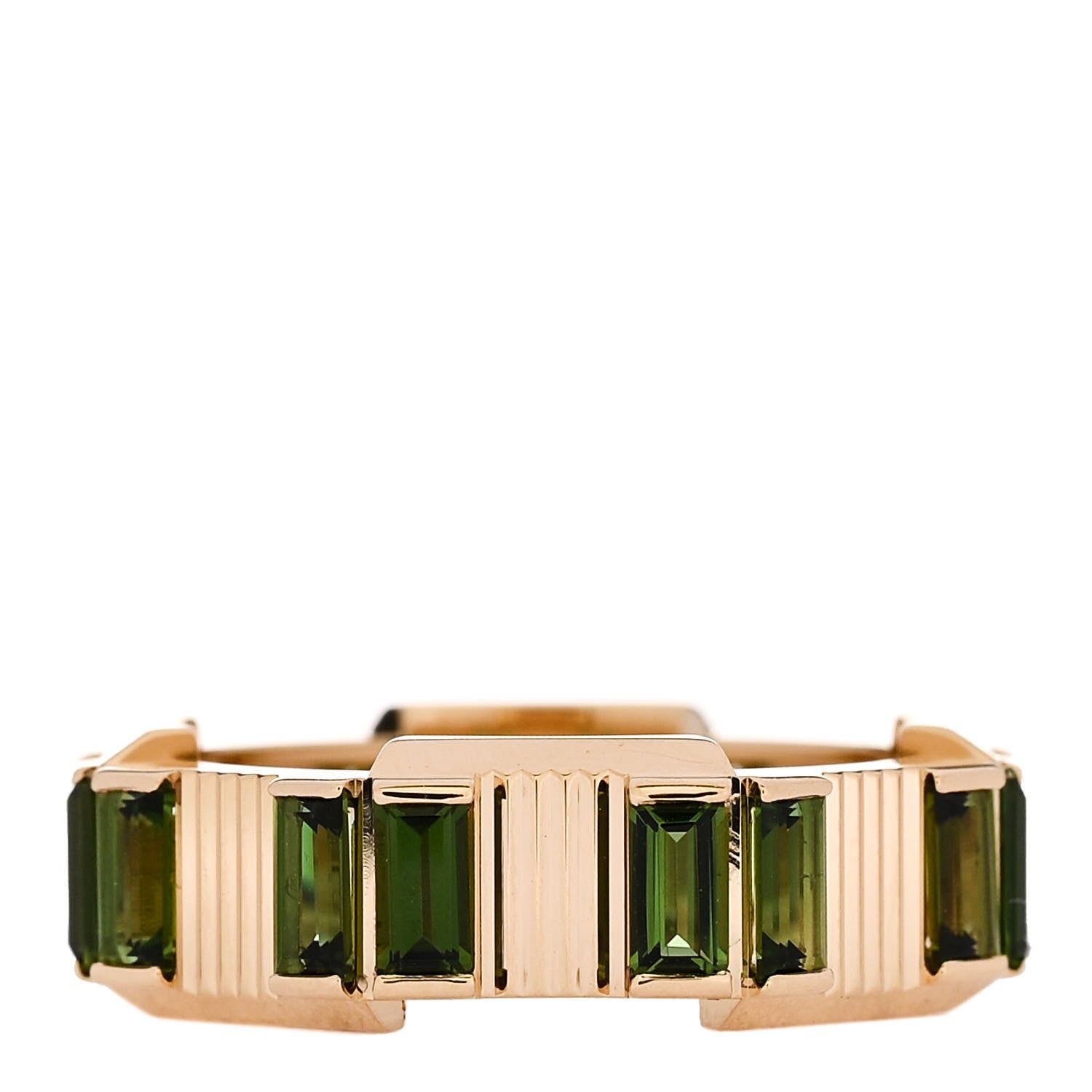Gucci 18K Yellow Gold Green Tourmaline 6mm Link to Love Ring 49 5 3 of 5