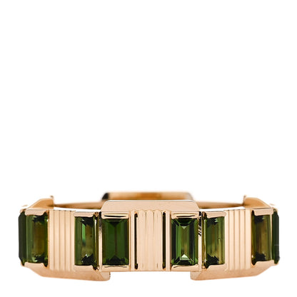 Gucci 18K Yellow Gold Green Tourmaline 6mm Link to Love Ring 49 5 3 of 5