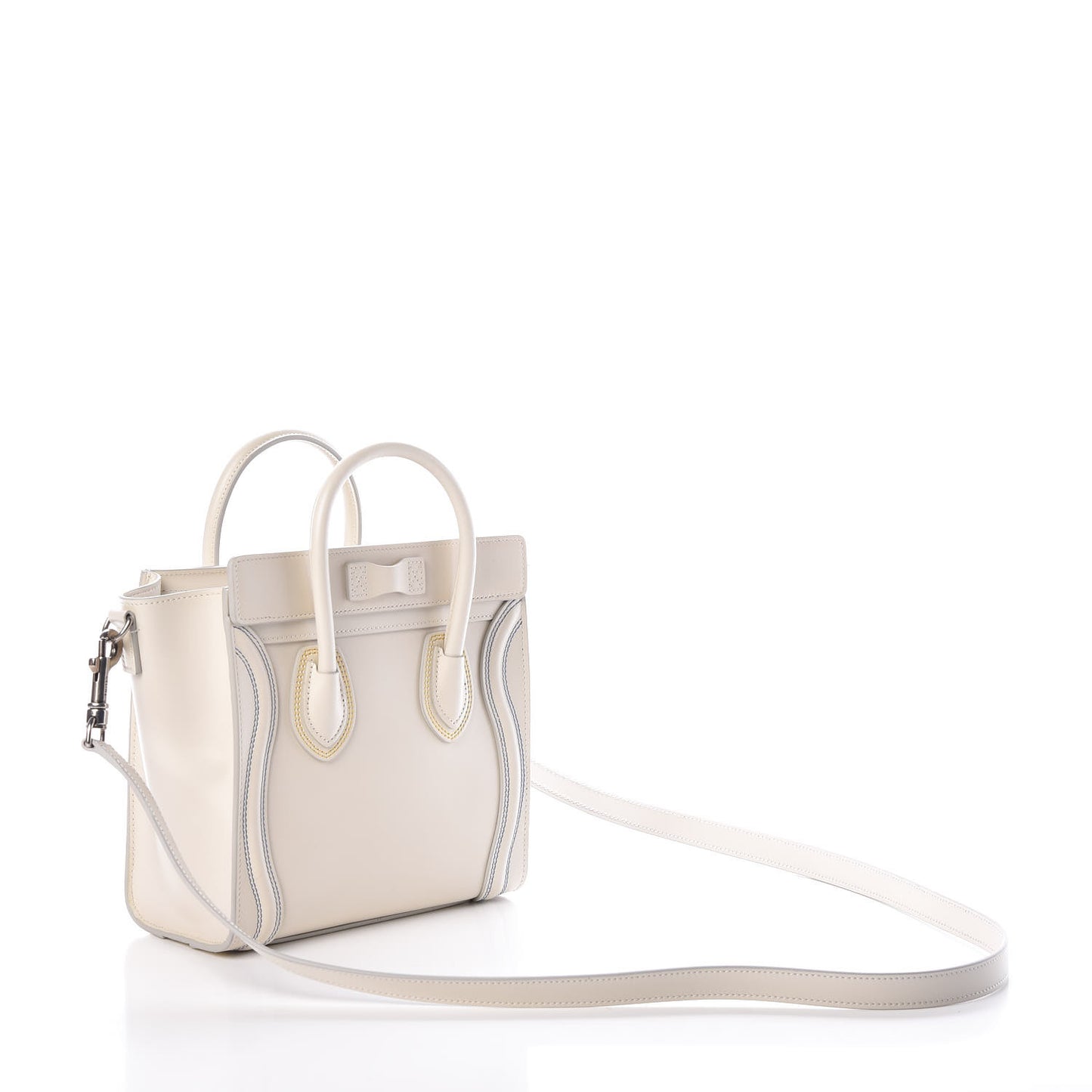 Smooth Calfskin Multicolor Double Stitching Nano Luggage White
