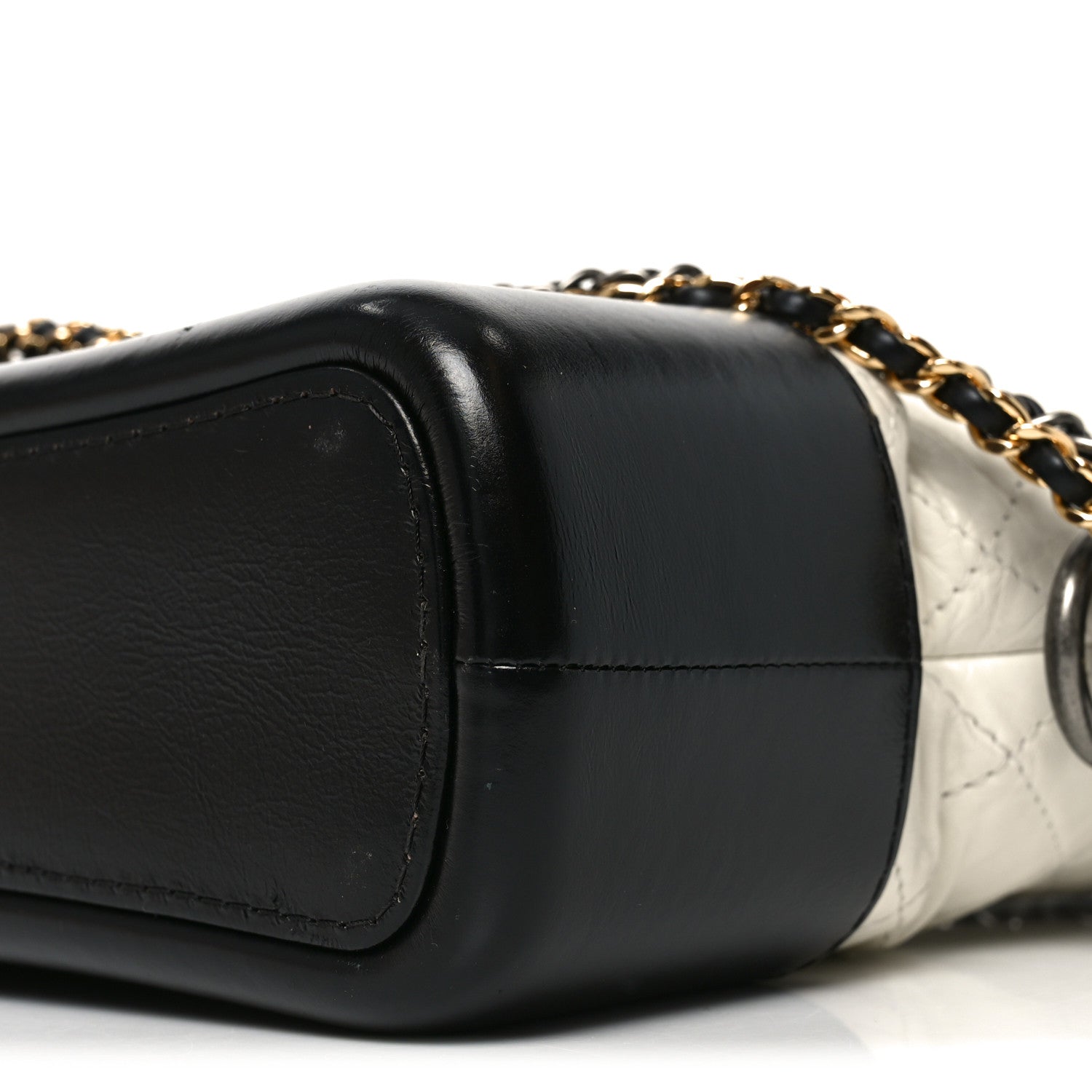 Chanel Aged Calfskin Quilted Small Gabrielle Hobo Black White 9 of 9