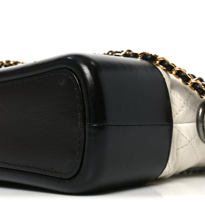 Chanel Aged Calfskin Quilted Small Gabrielle Hobo Black White 9 of 9