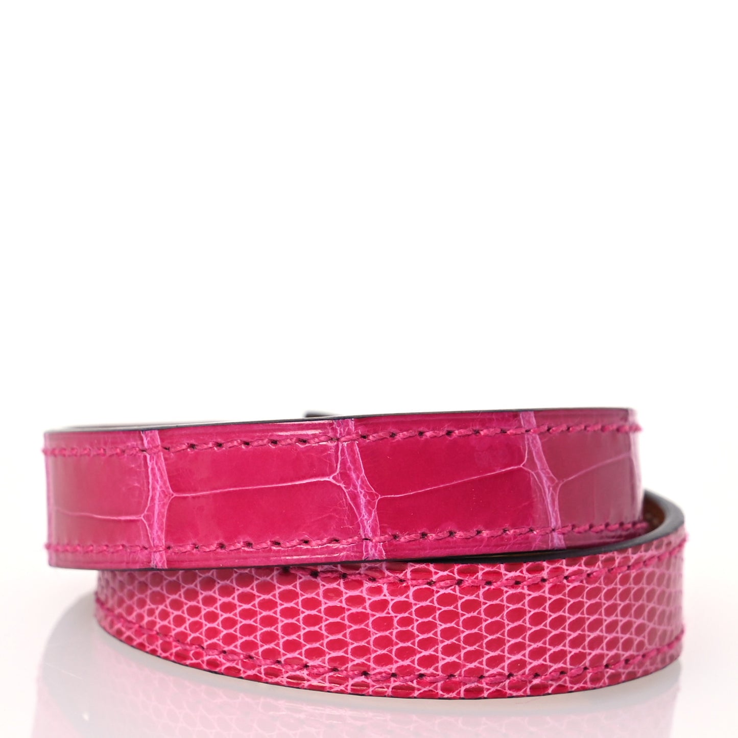 Shiny Alligator Lizard Kelly Double Tour Bracelet T2 Rose Mexico