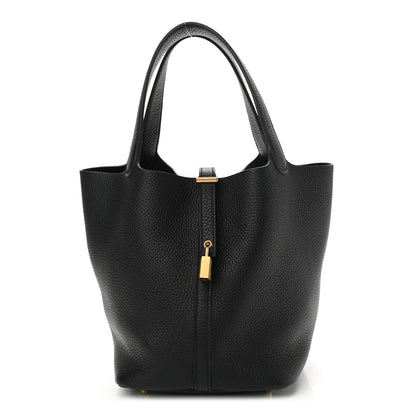 Hermes Taurillon Clemence Picotin Lock 22 MM Black 1 of 9