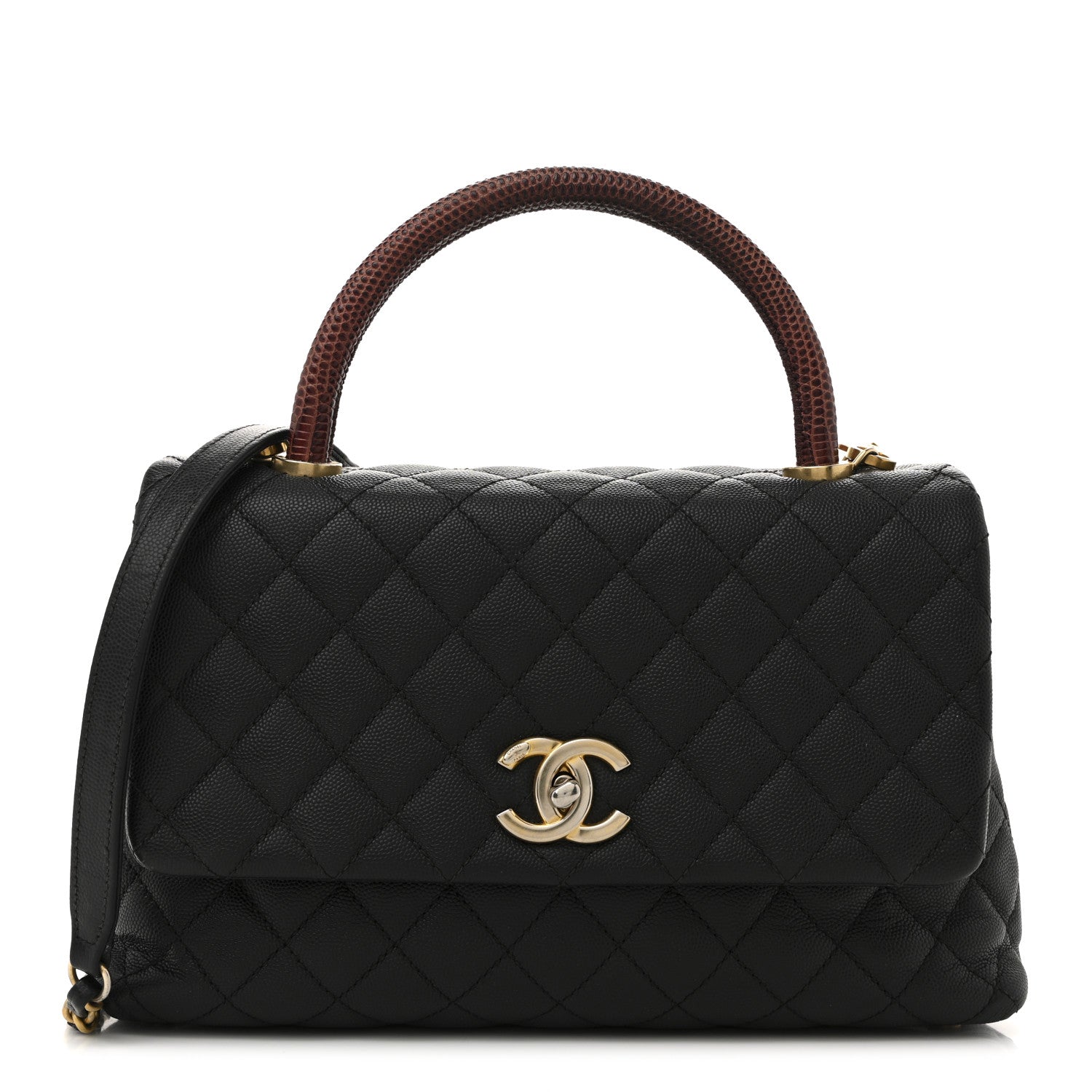 Chanel Caviar Lizard Quilted Small Coco Handle Flap Black 1 of 17