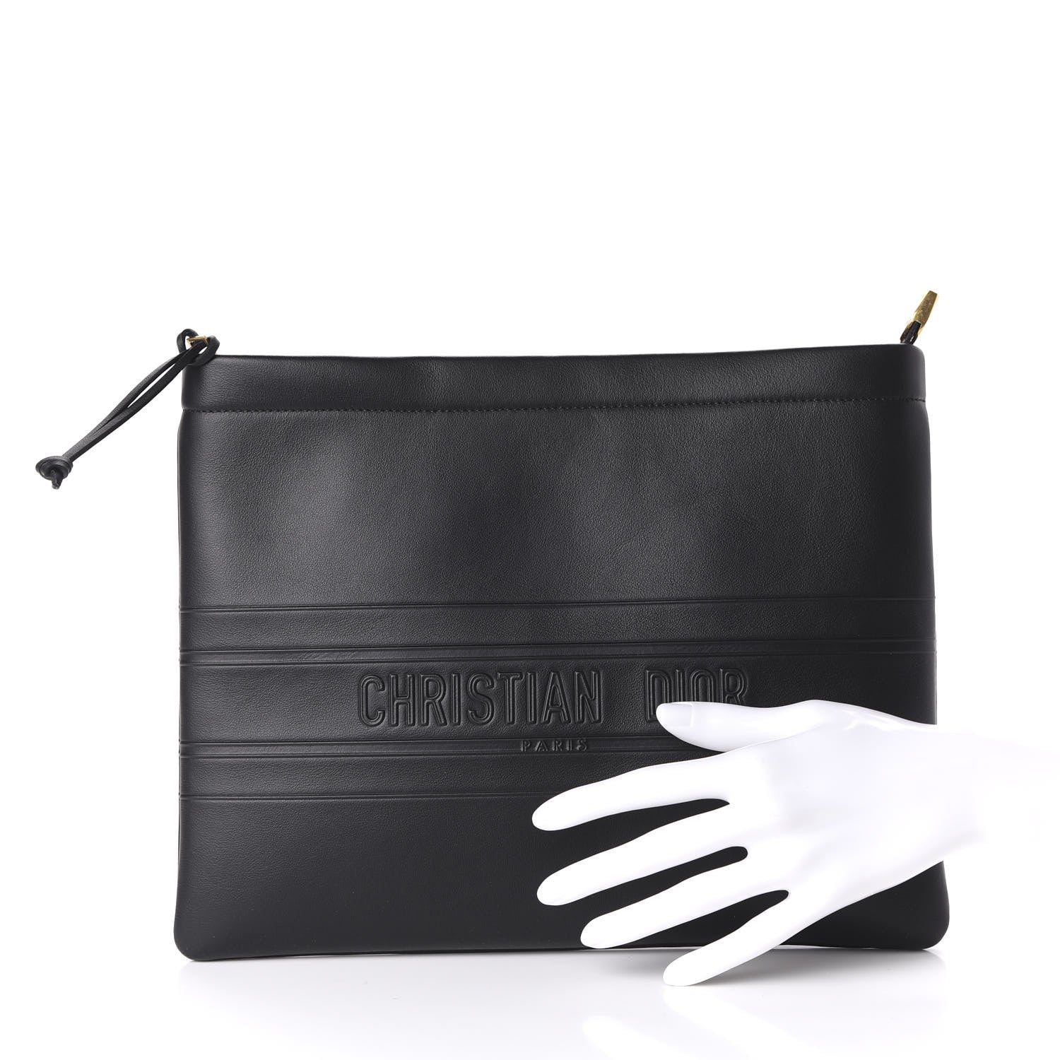 Christian Dior Calfskin Embossed Medium Clutch Black 2 of 9