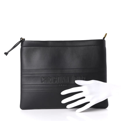 Christian Dior Calfskin Embossed Medium Clutch Black 2 of 9