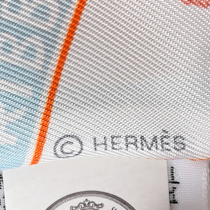 Hermes Silk Funny Ice Cream Twilly Aqua Orange Jaune 4 of 4